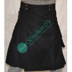 Men Black Utility Work Kilt